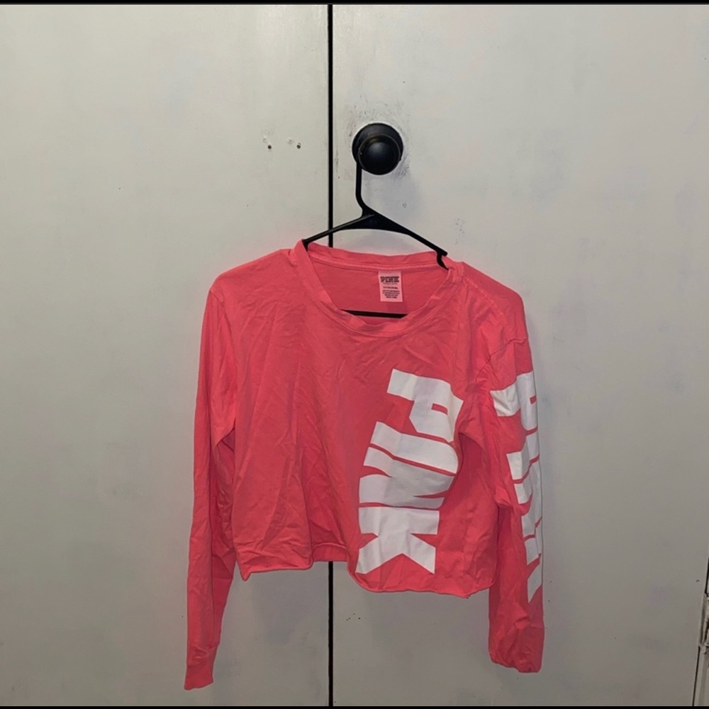 Long sleeve cropped Victoria Secret pink shirt